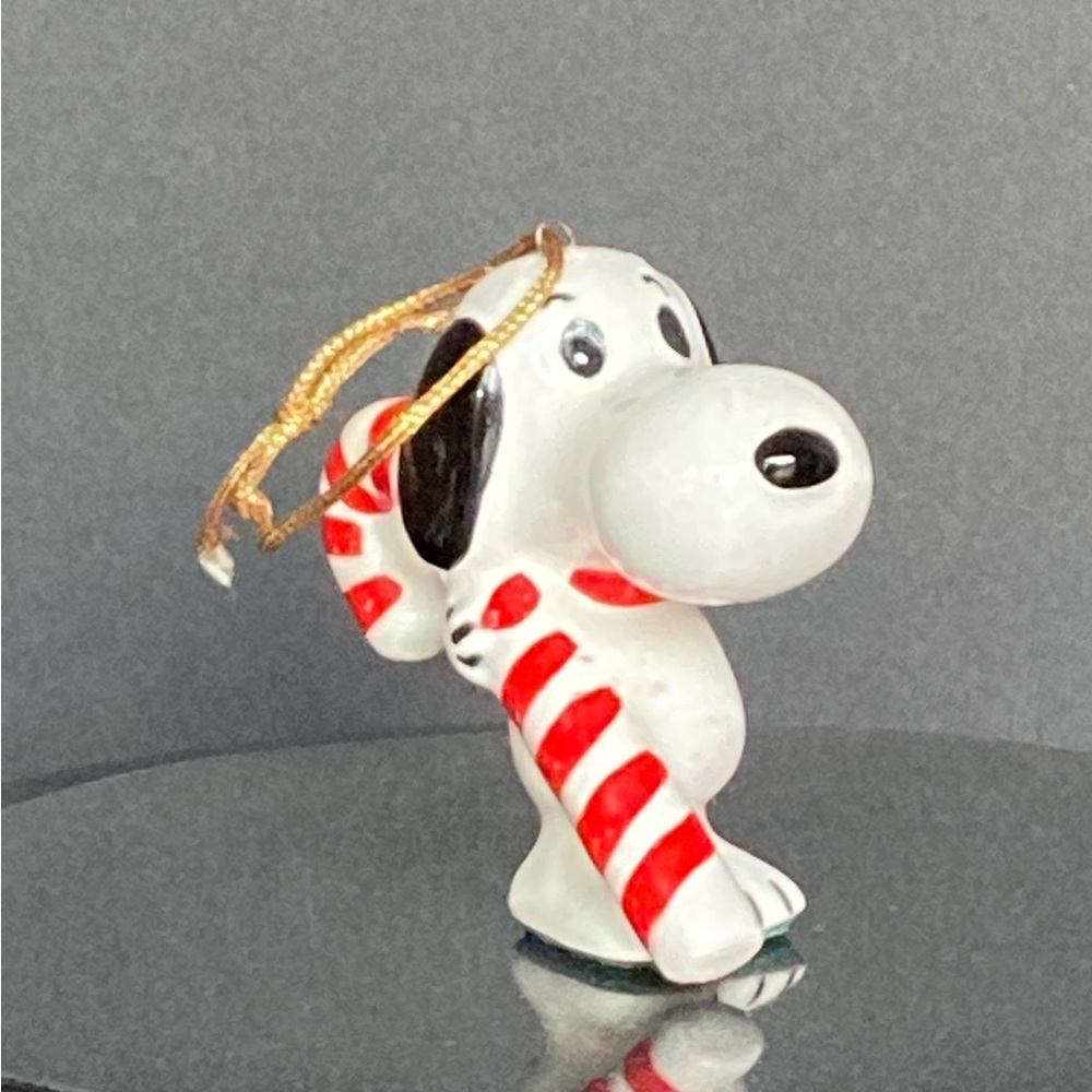 Vintage United Feature Syndicate Snoopy with a Giant Candy Cane Ornament 1958